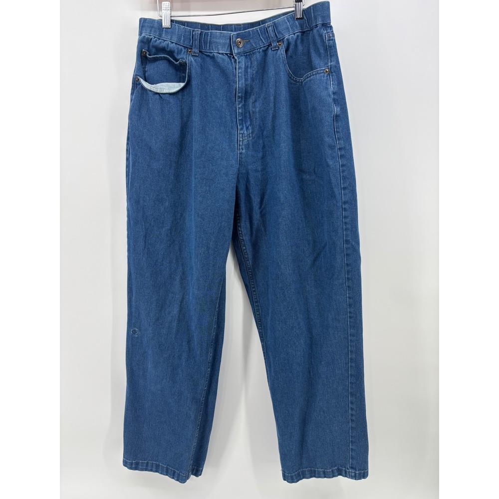 Converse Open Hem Baggy Skater Jeans Mens XL Blue Elastic Waist Drawstring